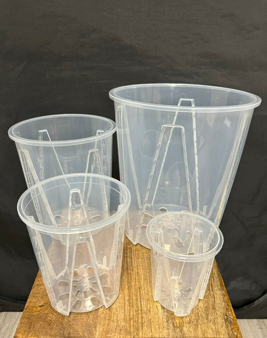 Runde belüftete transparente Töpfe